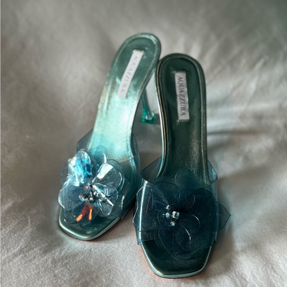 Aquazzura Blue Floral Heels